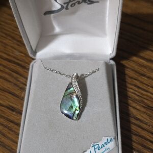 Silver Abalone Pendant Necklace
